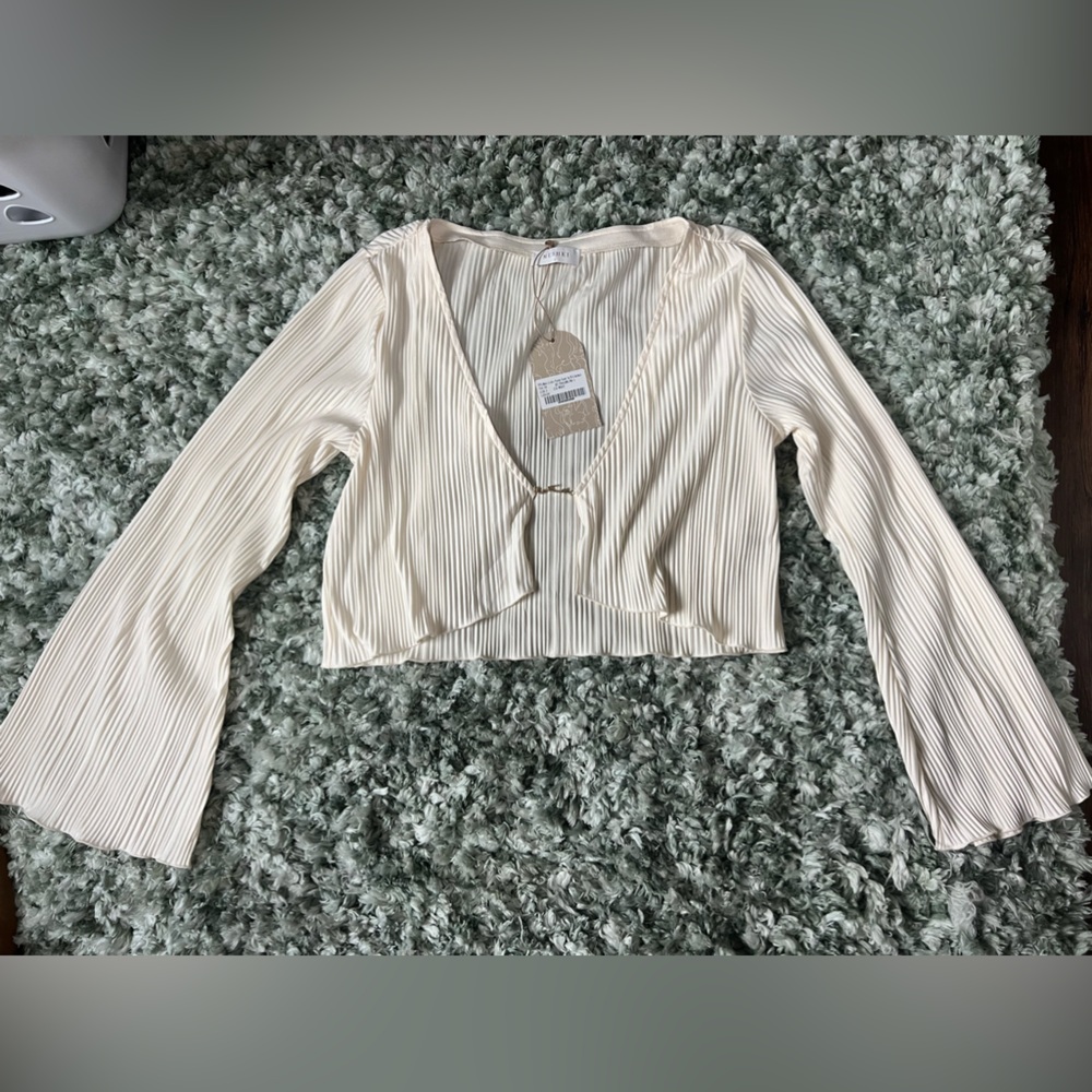 Meshki white pleated crop top